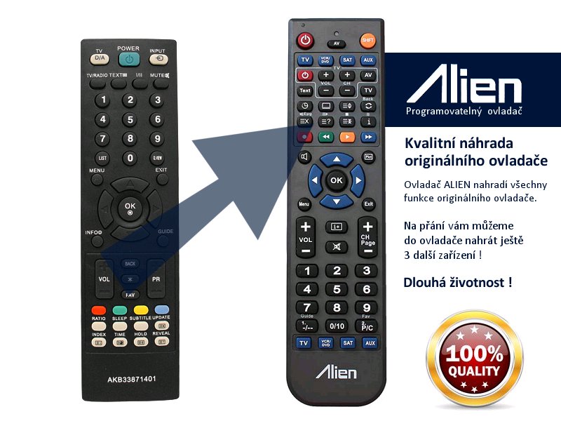 Diaľkový ovládač ALIEN LG AKB33871401