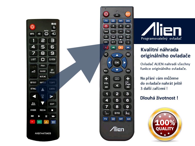 Diaľkový ovládač ALIEN LG AKB74475403