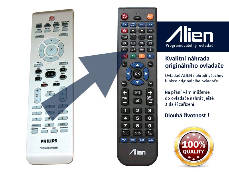 Diaľkový ovládač ALIEN Philips DVDR3400