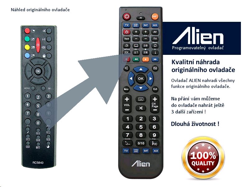 Diaľkový ovládač ALIEN OVP RC5840