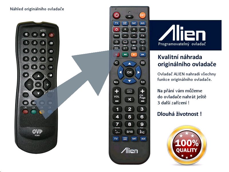 Diaľkový ovládač ALIEN OVP RC5251