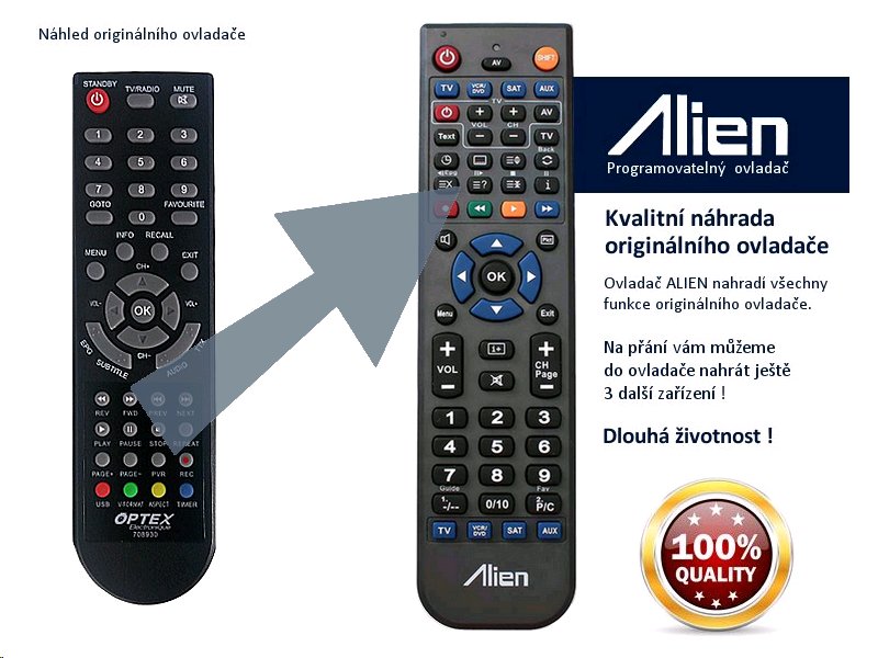 Diaľkový ovládač ALIEN Optex ORT 8930-HD