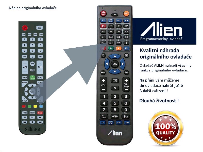 Diaľkový ovládač ALIEN ALMA iHD náhrada