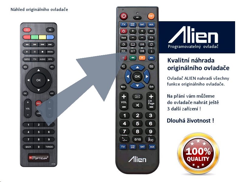 Diaľkový ovládač ALIEN Opticum TERRA HD 265 PLUS - náhrada