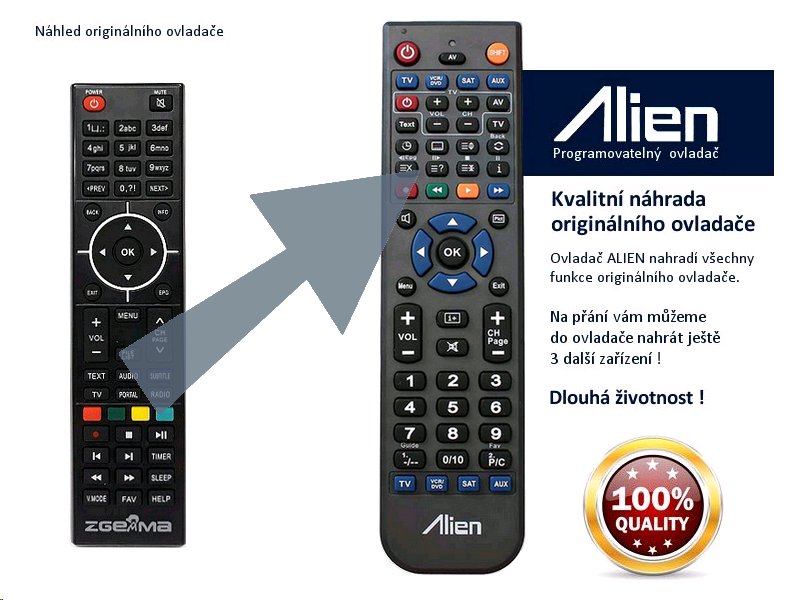 Diaľkový ovládač ALIEN ZGEMMA H9 Combo