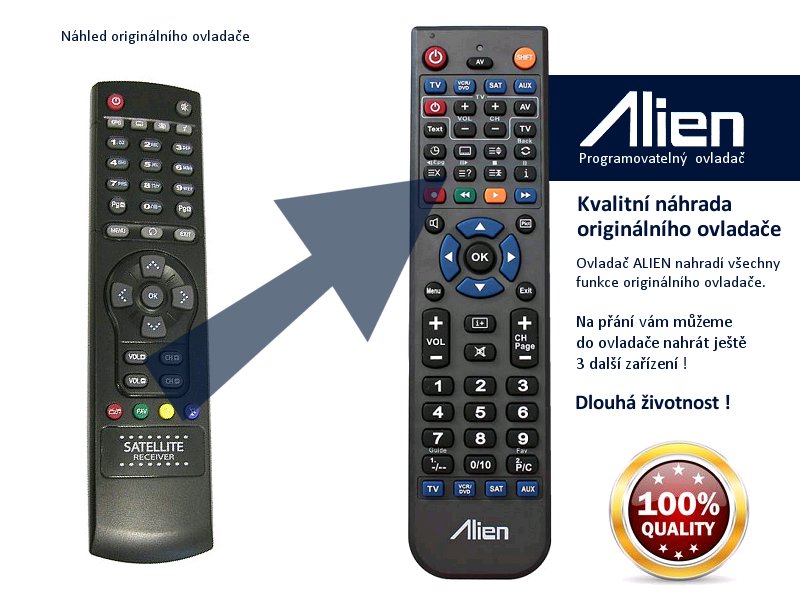 Diaľkový ovládač ALIEN AB IPBOX 250 S PVR - náhrada