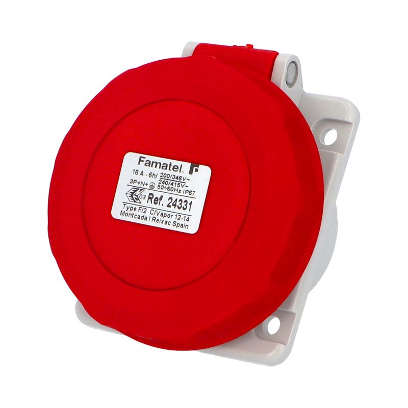 Zásuvka vestavná Famatel 24331 IP67/400V/16A/5P 6h, šikmá 10° - SpeedPRO
