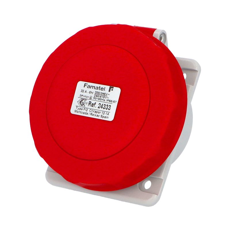 Zásuvka vestavná Famatel 24333 IP67/400V/32A/5P 6h, šikmá 10° - SpeedPRO
