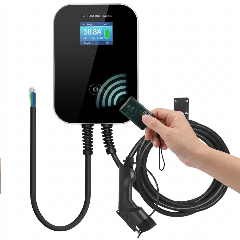 Wallbox BESEN 20-RFID 11kW, Typ2, 5.5 m kabel, 400V, 16A, stanice s kartou RFID