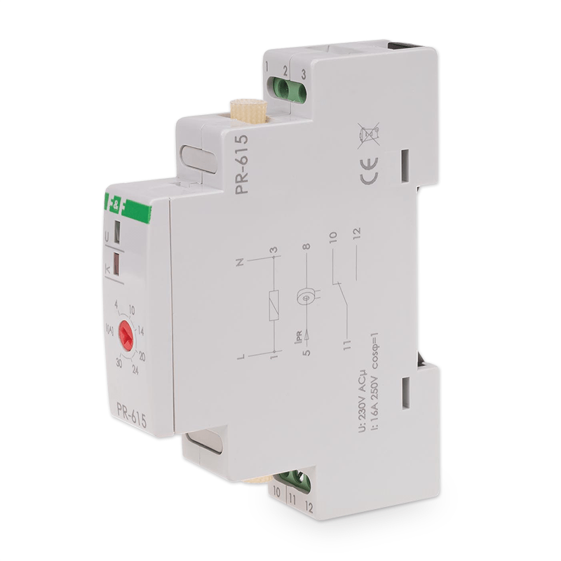 Relé prioritní proudové F&F PR-615 1xNO+1xNC, 230V, 16A, na DIN lištu