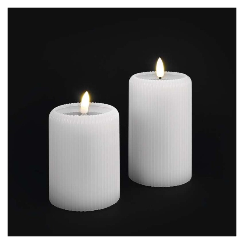LED dekorace – 2x vosková svíčka s reálným plamenem, 4x AA, teplá bílá, časovač