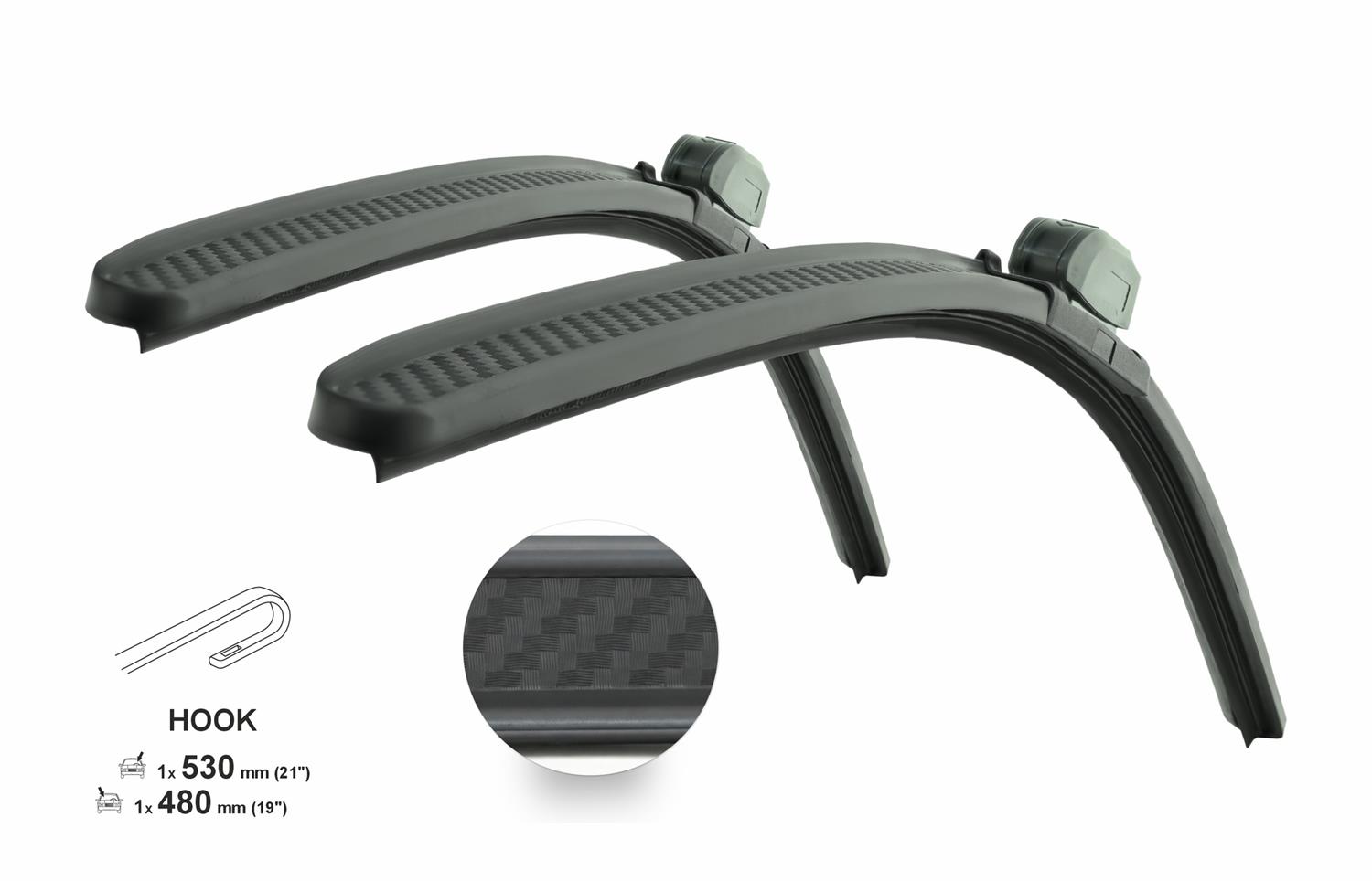 Stěrače CARBON FLAT SET 530+480mm OCT I/FAB I