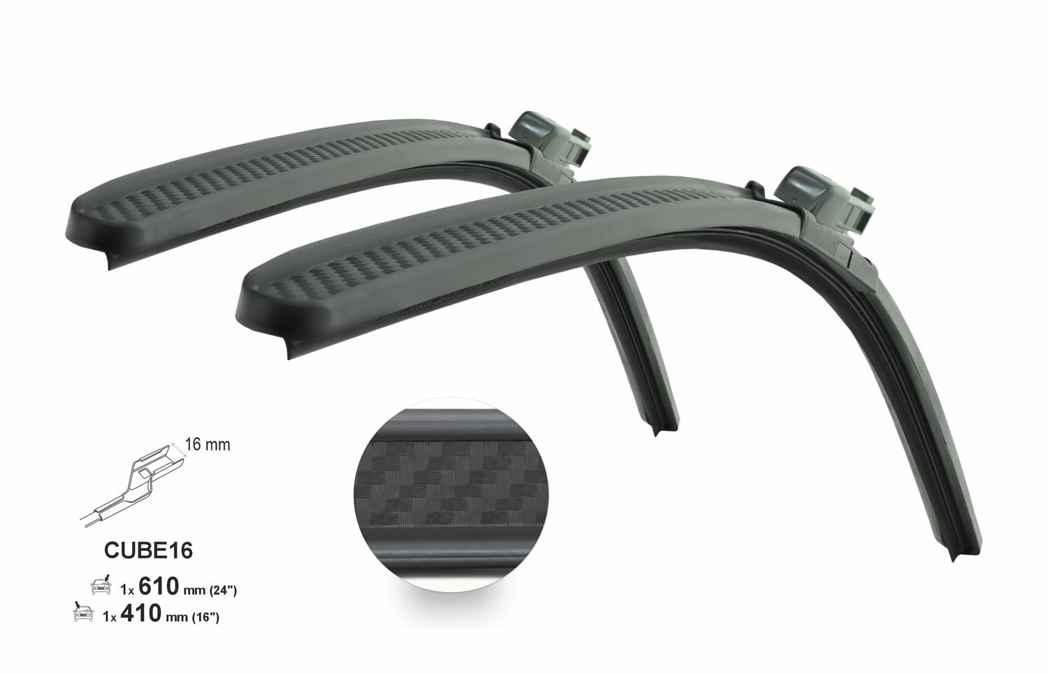 Stěrače CARBON FLAT SET 610+410mm FAB III/RAP/CIT