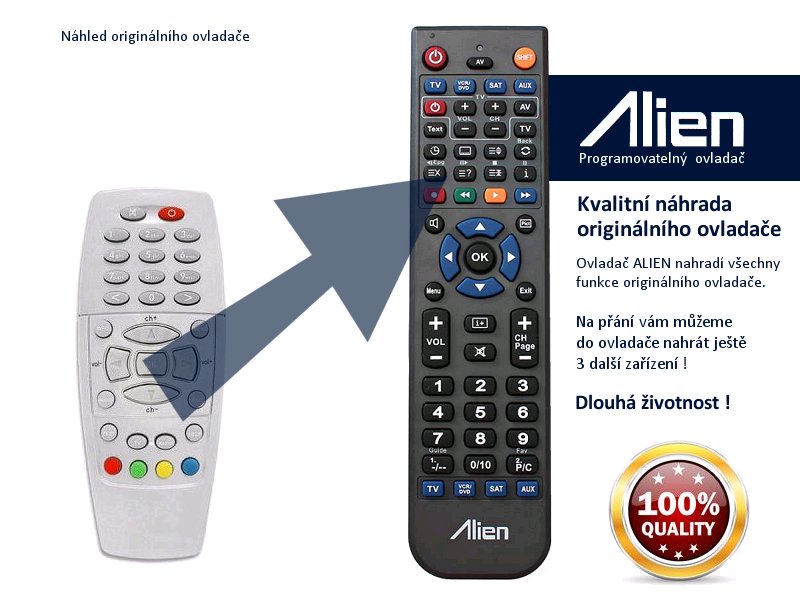 Diaľkový ovládač ALIEN Inetbox 500 HD - náhrada