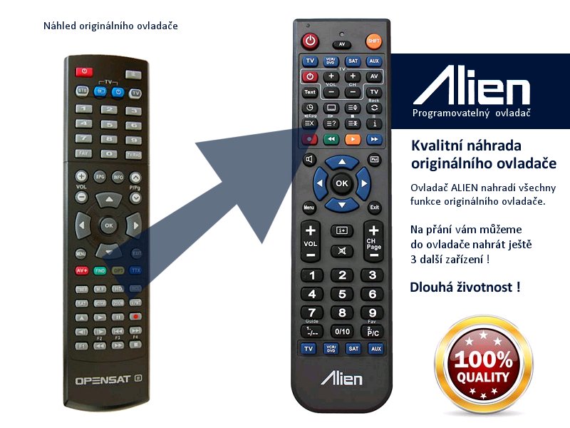 Diaľkový ovládač ALIEN Opensat 9700 HD PVR
