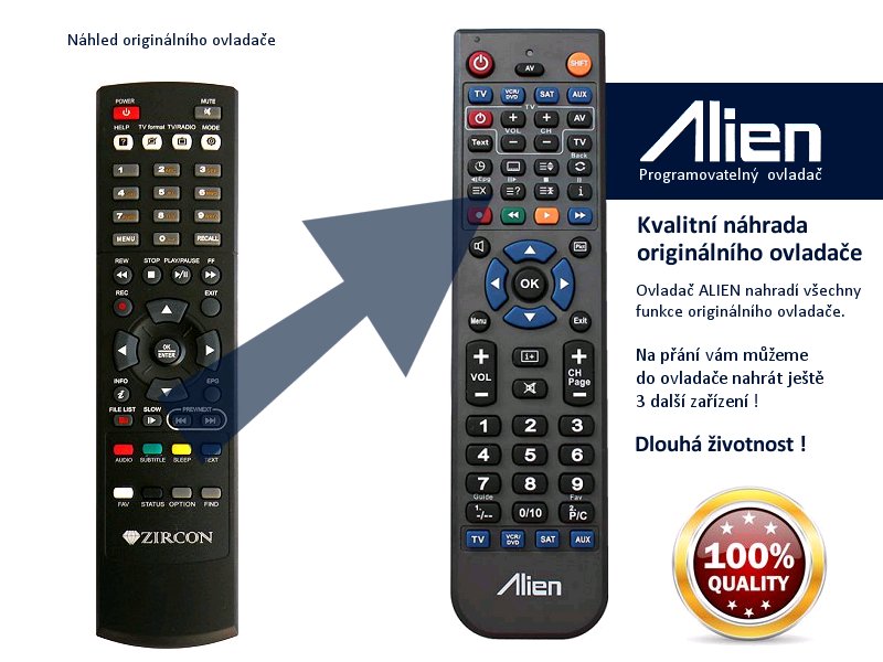 Diaľkový ovládač ALIEN Zircon Starline, Skyline náhrada