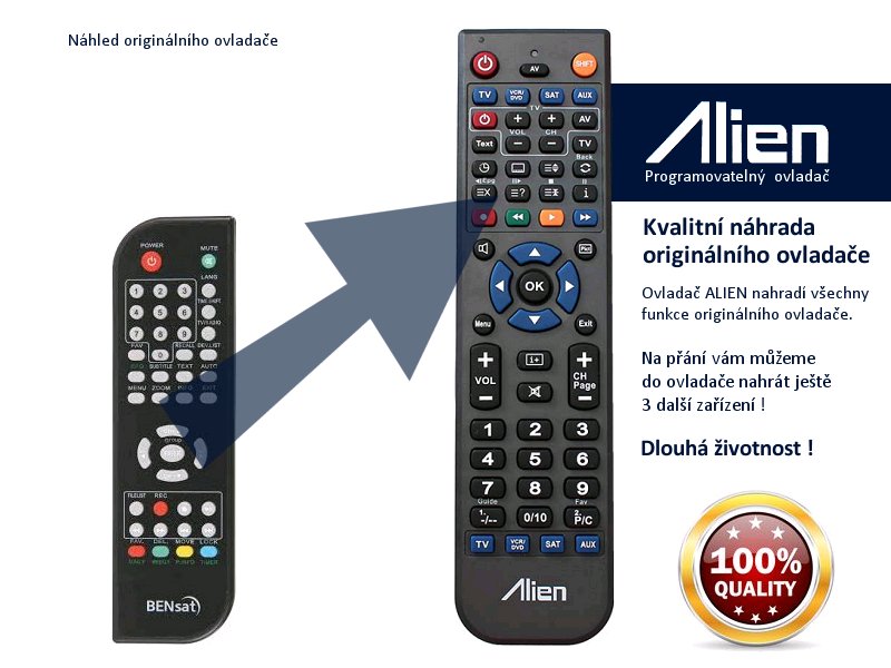 Diaľkový ovládač ALIEN Bensat 110 FTA - náhrada